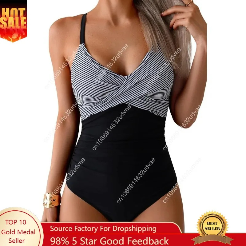 

Женский слитный купальник B2prity с эффектом утяжки живота, перекрестной спинкой и V-образным вырезом, на завязках сзади