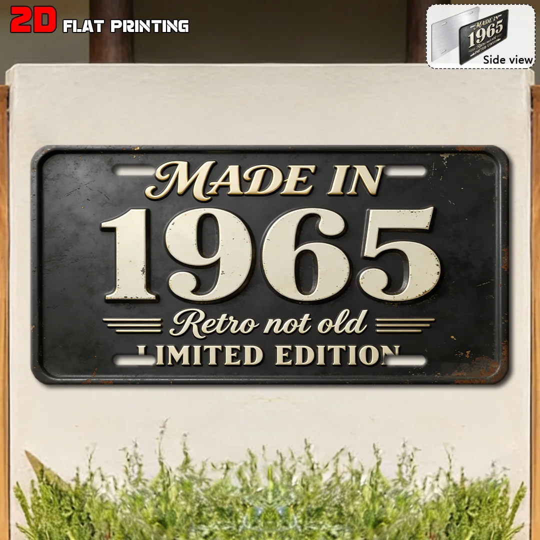 Vintage Distressed Year Number Slogan Metal License Plate Tin Sign Retro Wall Decor For Bar Cafe Home Garden