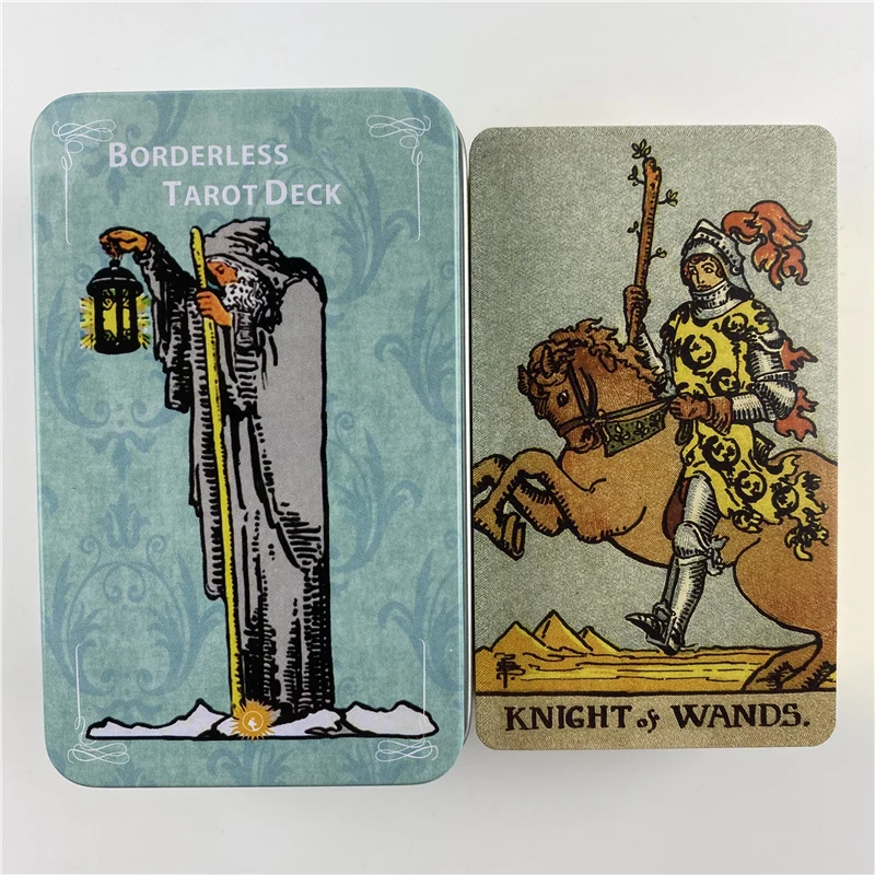 Vergoldetes, randloses Edition-Rider-Tarotkarten-Deck mit Papierführer, englische Sicht, klassische Wahrsagerei, Brettspiele – Detail 5