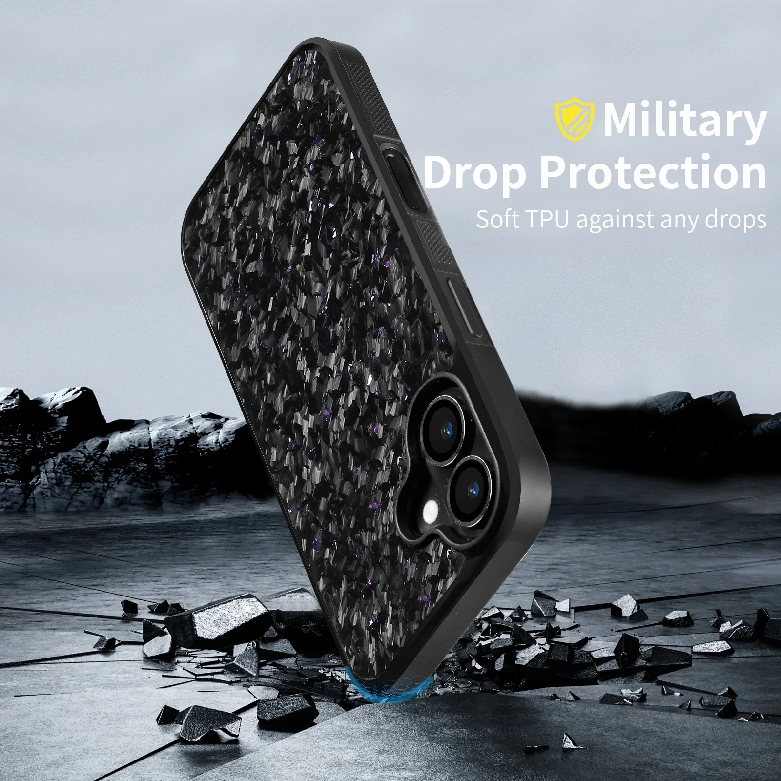 حافظة هاتف رفيعة للغاية من ألياف الكربون المغناطيسية 100% متوافقة مع موديلات iPhone 12 13 14 15 16 17 Pro Max Plus