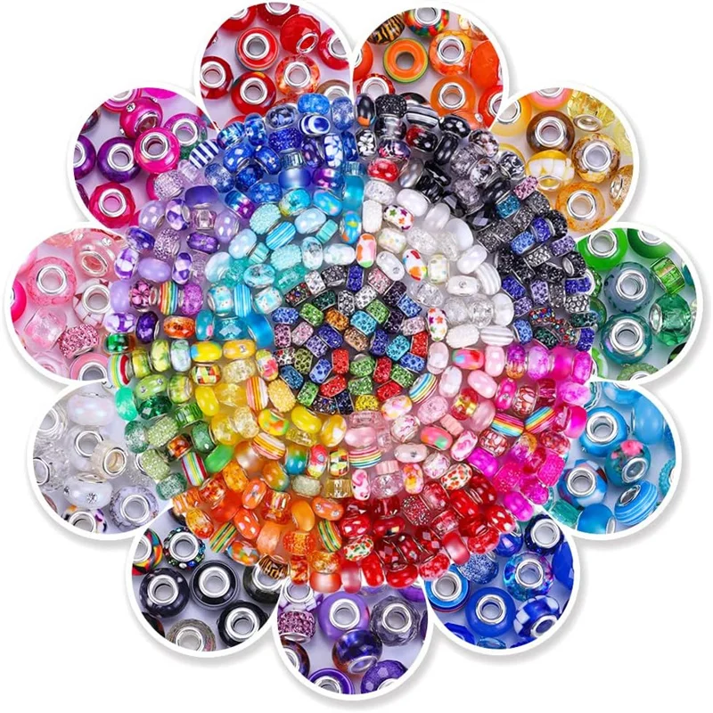 10Pcs 14x8mm Round Rondelle Spacer Beads European Charms Bracelet Earrings Beadable Pen Jewelry Craft Garden Stakes Decoration