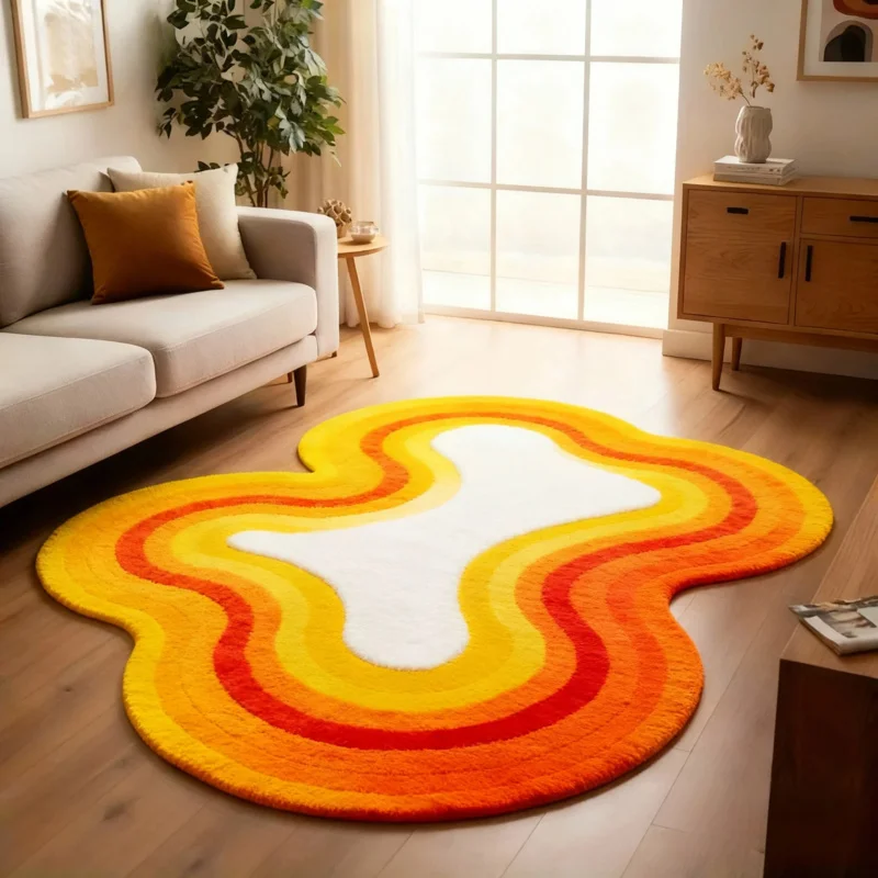 

Ковер VIKAMA с градиентным волнообразным узором и рисунком облаков, удобный, нескользящий, для гостиной, спальни, прикроватный коврик, декор для дома