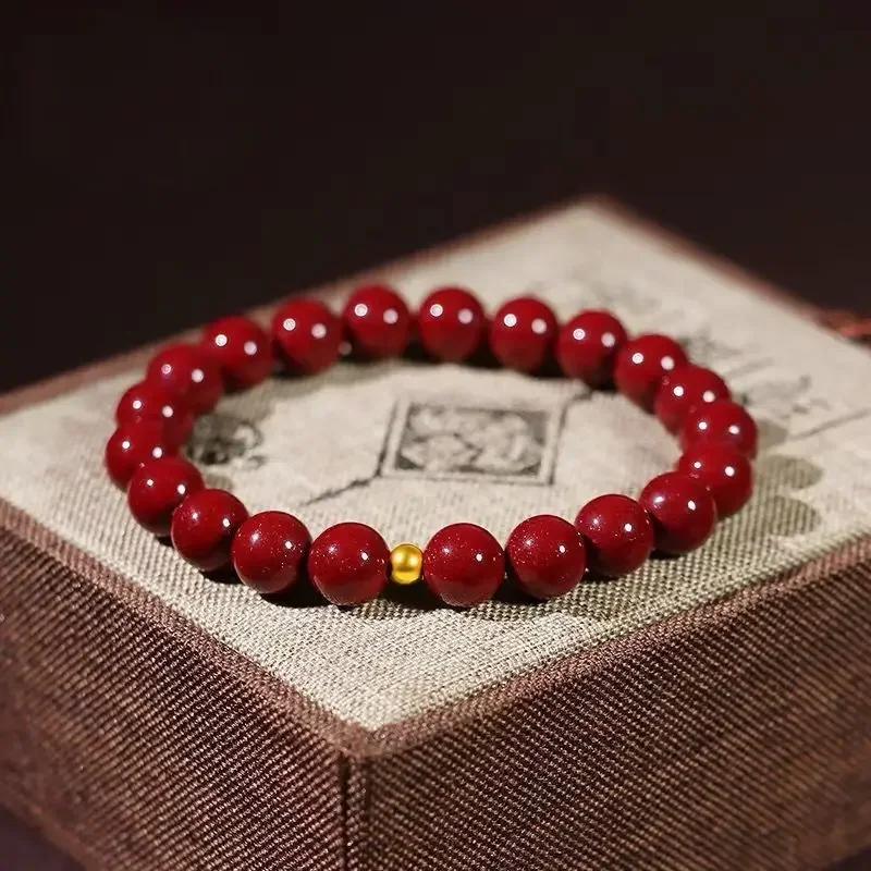 

Natural Purple Gold Sand Cinnabar Bracelet Women's Benmingnian Hand String Men's Good Fortune Beads Luckie Genuine Couple Gifts