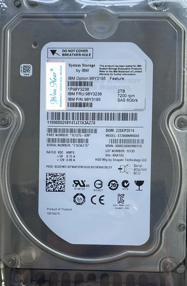 

For 2TB 7.2K 3.5 SAS TS7620 98Y3238 99Y1167 98Y2420