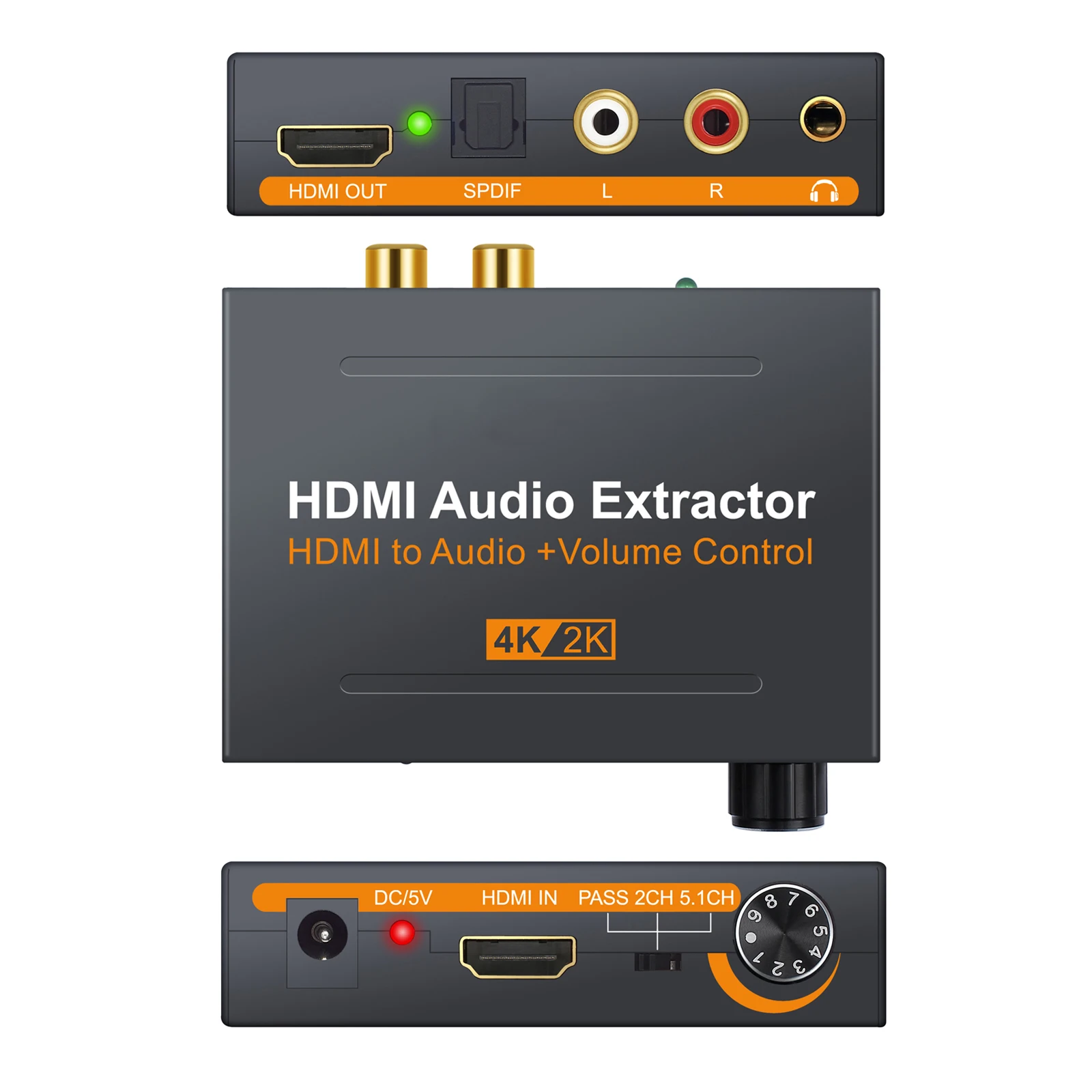 LiNKFOR 4K HD 3D HDMI-compatible 2.0 Audio Extractor Splitter HDMI-compatible to Optical TOSLINK SPDIF 3.5mm Headphone Converter