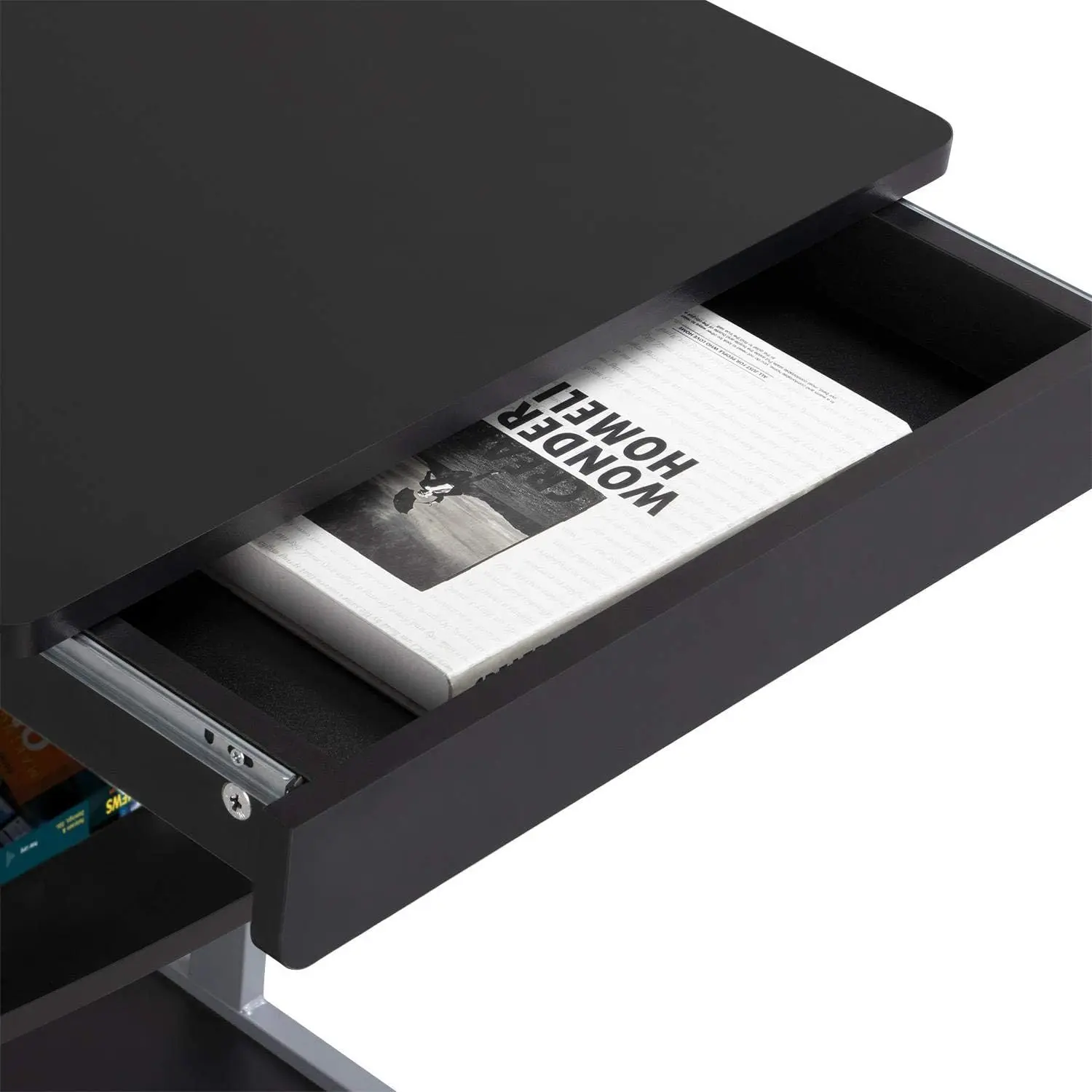 Mobile Computer Desks with Keyboard Tray, Printer Shelf and Monitor Stand Small Space Home Office Furniture, Black