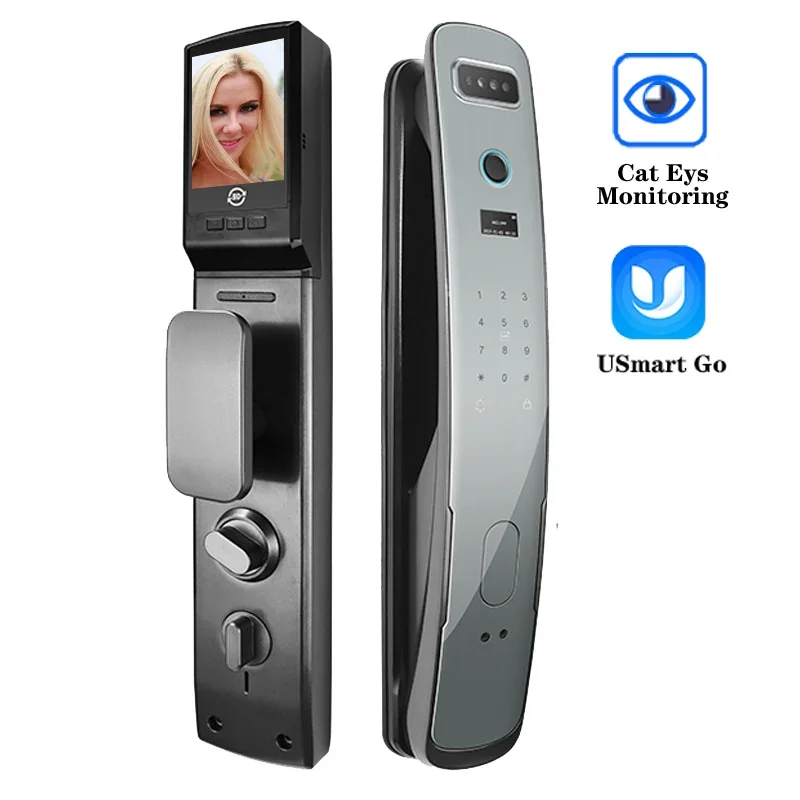 Electronic Biometric with Surveillance Camera Full Automatic WiFi APP cat eys monitoring Fingerprint Smart Video door lock