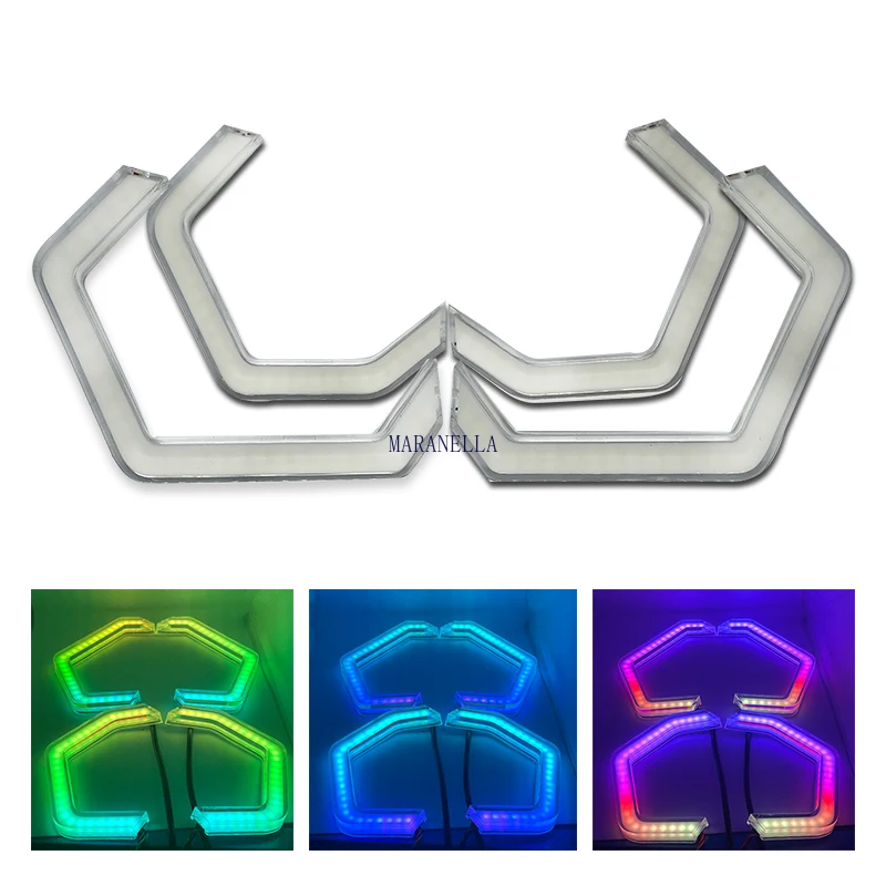 LED Angel Eyes Headlight Halo Rings RGB Bluetooth APP Control for E90 E81 E87 F30 E53 E60 E63 M3 M4 Spoon Daytime Running Light