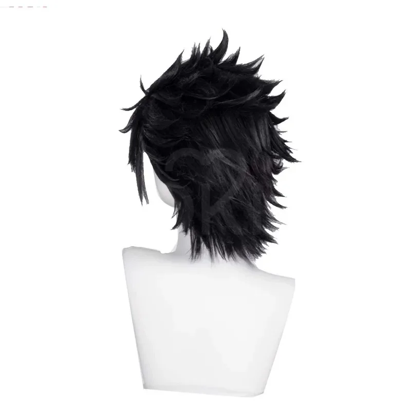 Le Cool Men Zackk Fair Cosplay Wig Heat Resistant Synthetic Short piky Black Hair Adjustable Cap For Game Cos Halloween Pa TU8]
