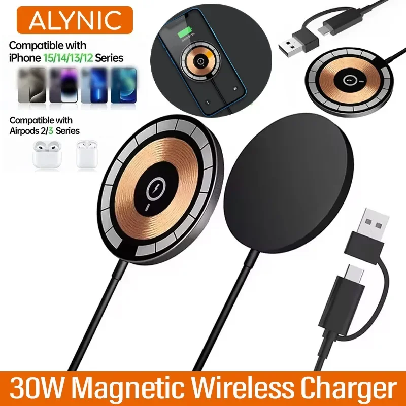 30W Magnetic Wireless Charger for iPhone 16 15 14 13 12 Pro Max Samsung Xiaomi Huawei Chargers Quick Charging Dock Station