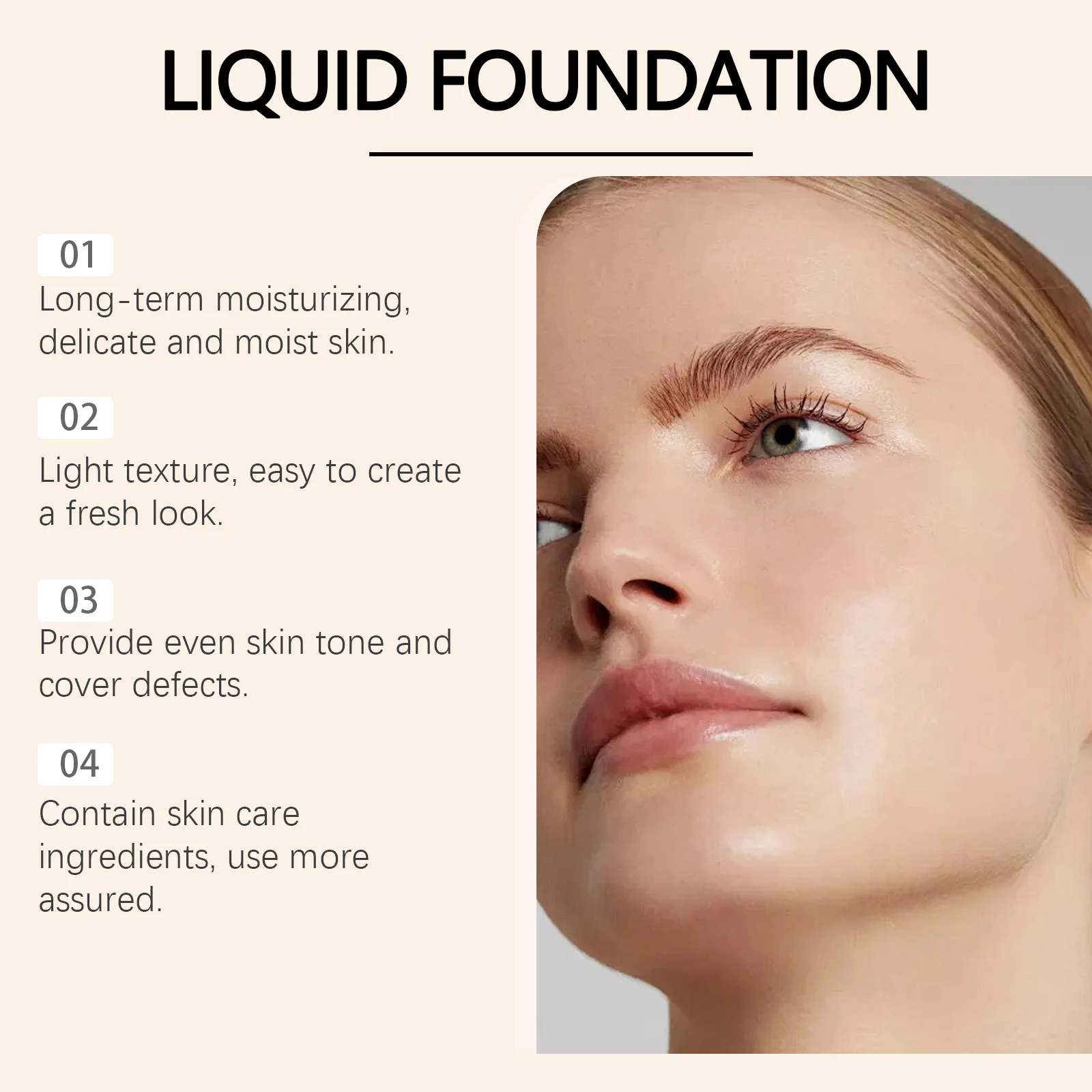 Vloeibare gezichtsfoundation Spf 50-temperatuurverandering Make-upbasis met hoge dekking Waterdichte hydraterende foundation Cosmetica-make-up