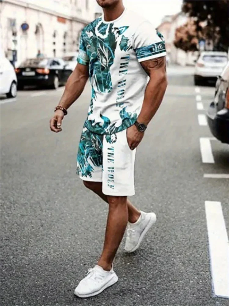 

Funny 3D Minimalist Printed Men's Sets Summer Casual O-neck Short Sleeve Tops Shorts 2 Piece Fashion Lion Pattern Suit