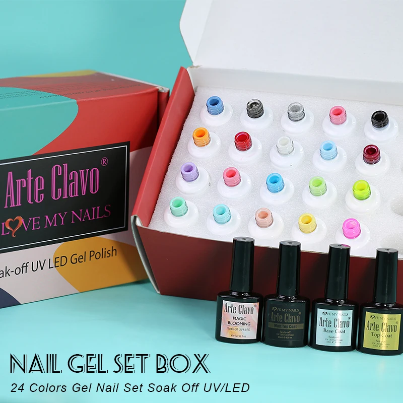 24pcs 8ml Gel Nail Polish Set Sparkling Glitter Semi Permanent Soak Off UV LED Gel Varnish Manicure With Box DIY Nail Supplies