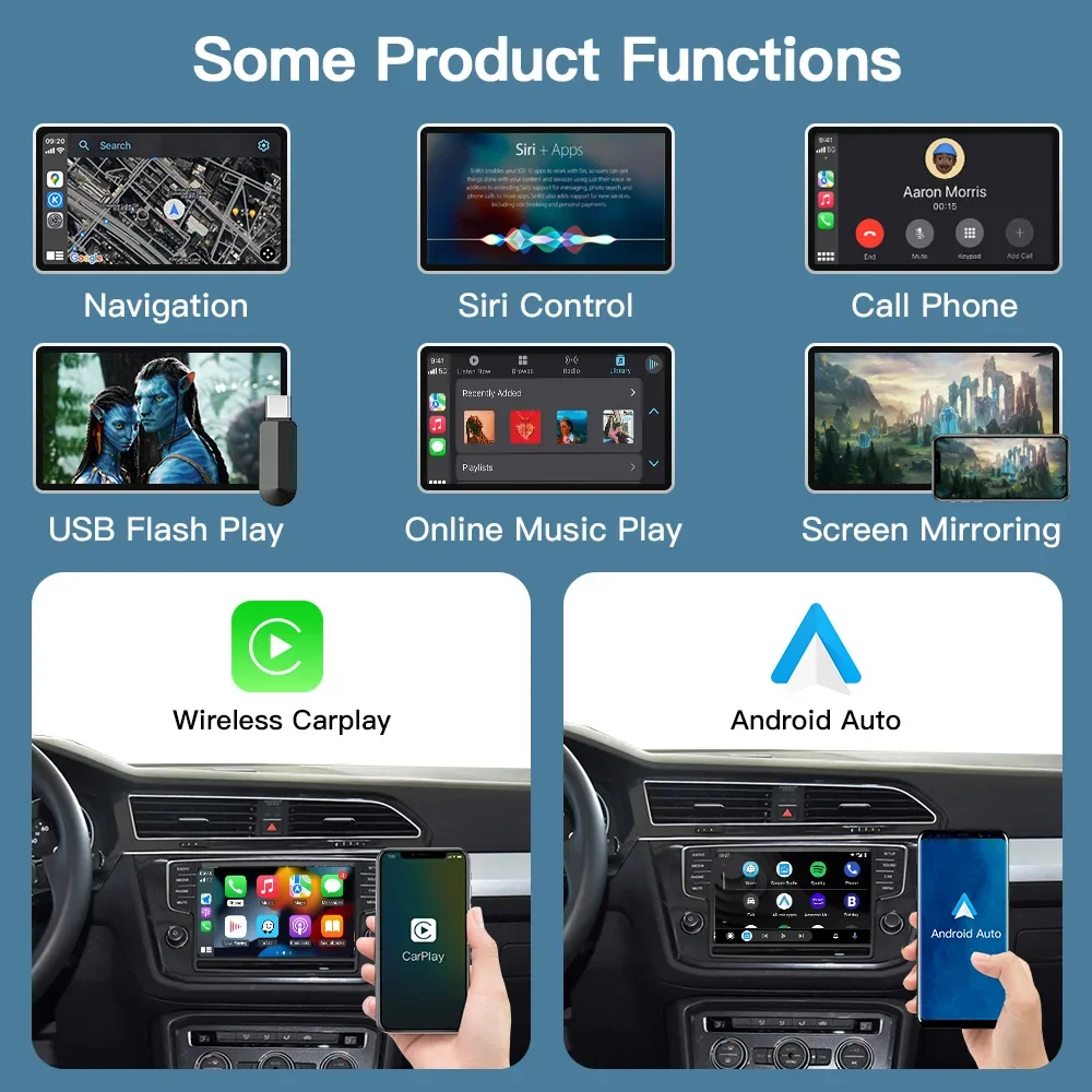 AUTOABC-Wireless Carplay Android Auto Tech Box pour VW, Volkswagen Skoda Octavia A5 Golf 7 Polo Passat B8 MIBI/MIB2 Mirror Link