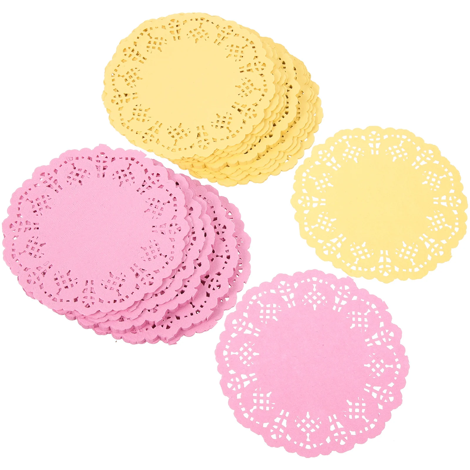 

2 Bags Colored Round Paper Doilies Lace Design Food-Grade Oil-Proof Cake Placemats For Party Wedding Christmas Dessert Tableware