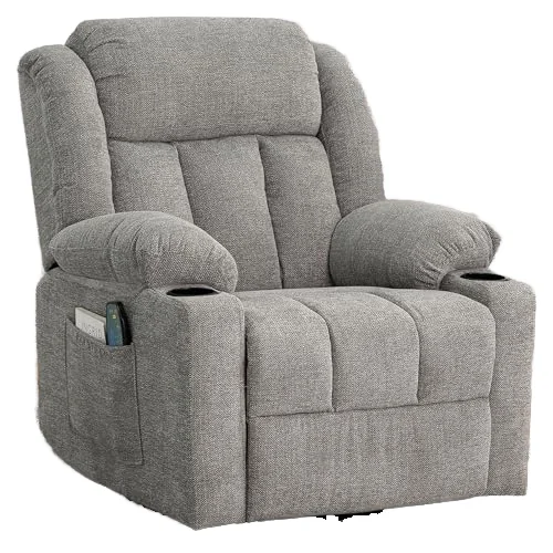 Modern Comfy Soft Lime Gray Rocker Swivel Recliner Chair Adults Overstuffed Large Manual Glider Massage Heat Reclining