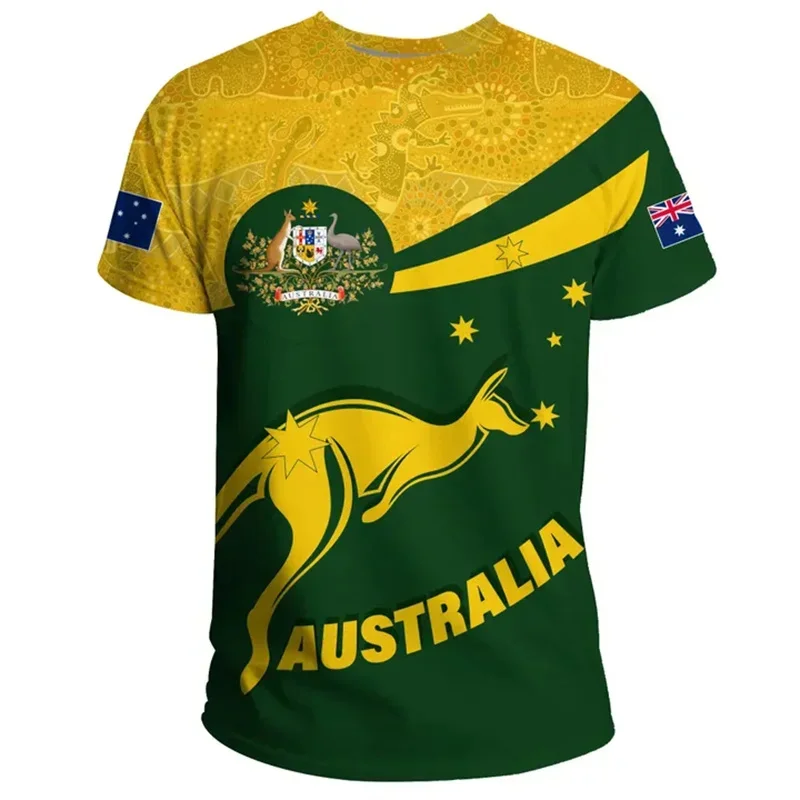 Summer Fashion New 3D Australia National Flag Emblem Printing T Shirt Australia Coat Of Arms Graphic Short Sleeves Clothing Tops