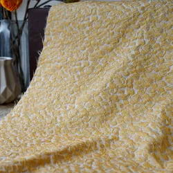 Yellow Floral Yarn Dyed Jacquard Fabric Tutu Skirt Women's Dress Luggage Bags Diy Sewing Fabric 50cmx155cm
