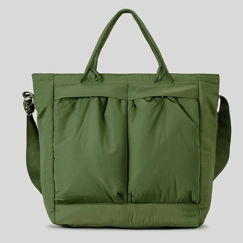 

Large Capacity Multi Pocket Handbag Fashion Army Green Travel Bag Waterproof Leisure Shoulder Bag Computer Bag