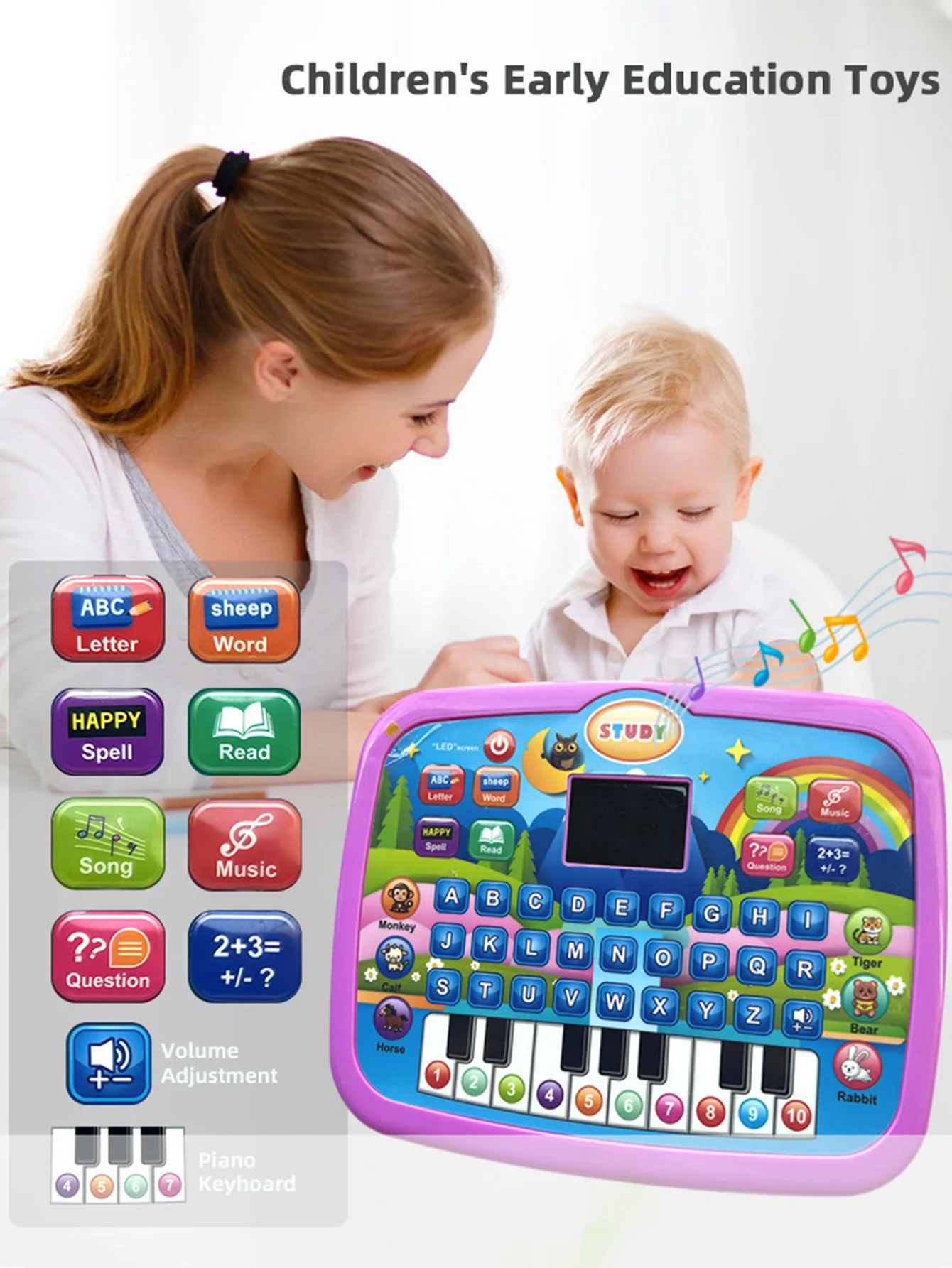 Children's Learning Machine Simulation Tablet with Display Computer Early Education Machine Music Children's Enlightenment Toys Boys and Girls Holiday Gifts