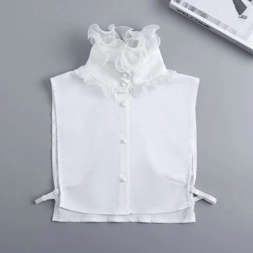 Clothes Accessory Ruffles Fake Collar Stand Shoulder Removable Neck Shawl Wrap Detachable Elegant False Collar Women