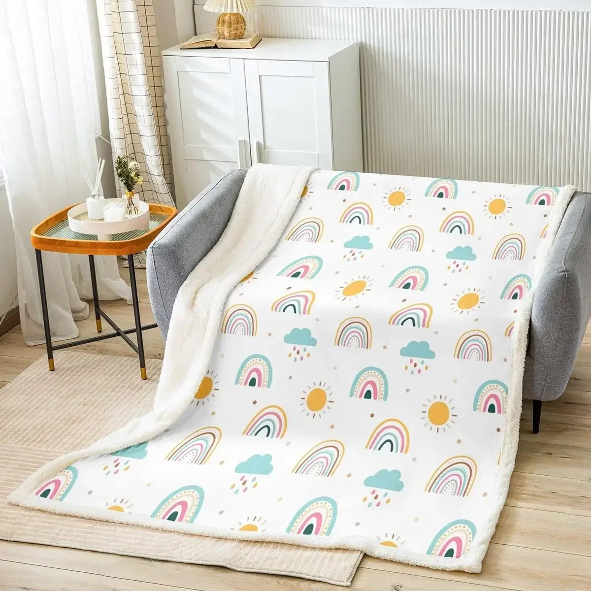 

3d Rainbow Print Throw Blanket Colorful Stripes Plush Blanket Multicolor Sherpa Blanket Galaxy Pattern Blanket for Kids Covering