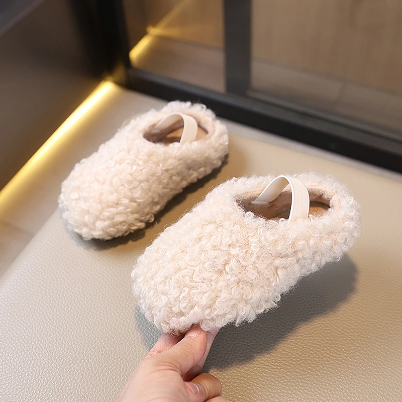 2025 Fashion Children Flats Shoes Comfortable Velvet Warm Slippers Home Non-slip Lightweight Soft-soled Indoor Kids Slippers