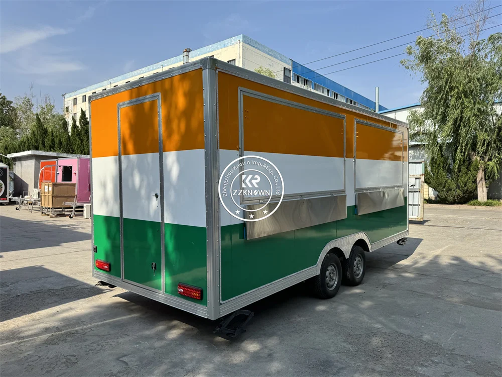 Stainless Steel Comercial Fast Food Truck Customized Size Cart Street Mobile Snack Kiosk Concession Cart  Food Trailer