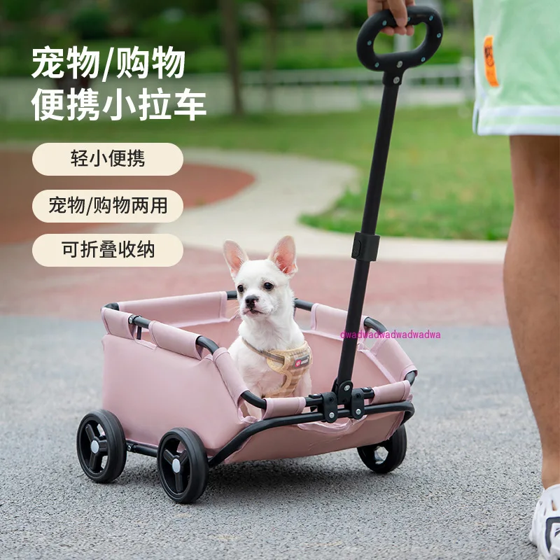 Small Pet Cart Dog Cat Teddy Baby Cart Travel Pet Dog Cart Lightweight Folding