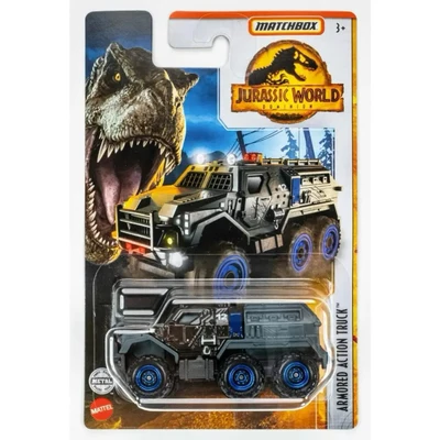 6pcs/set Original Mattel Jurassic World Matchbox Dinosaur Alloy Car Models Benz Off-road Truck Jeep Toys for Boys 1/64 Diecast