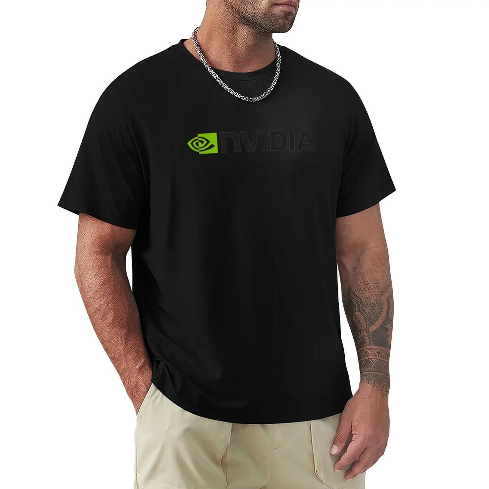Nvidia Logo Merchandise T-Shirt Daily Wear Plain Short Sleeve Shirt