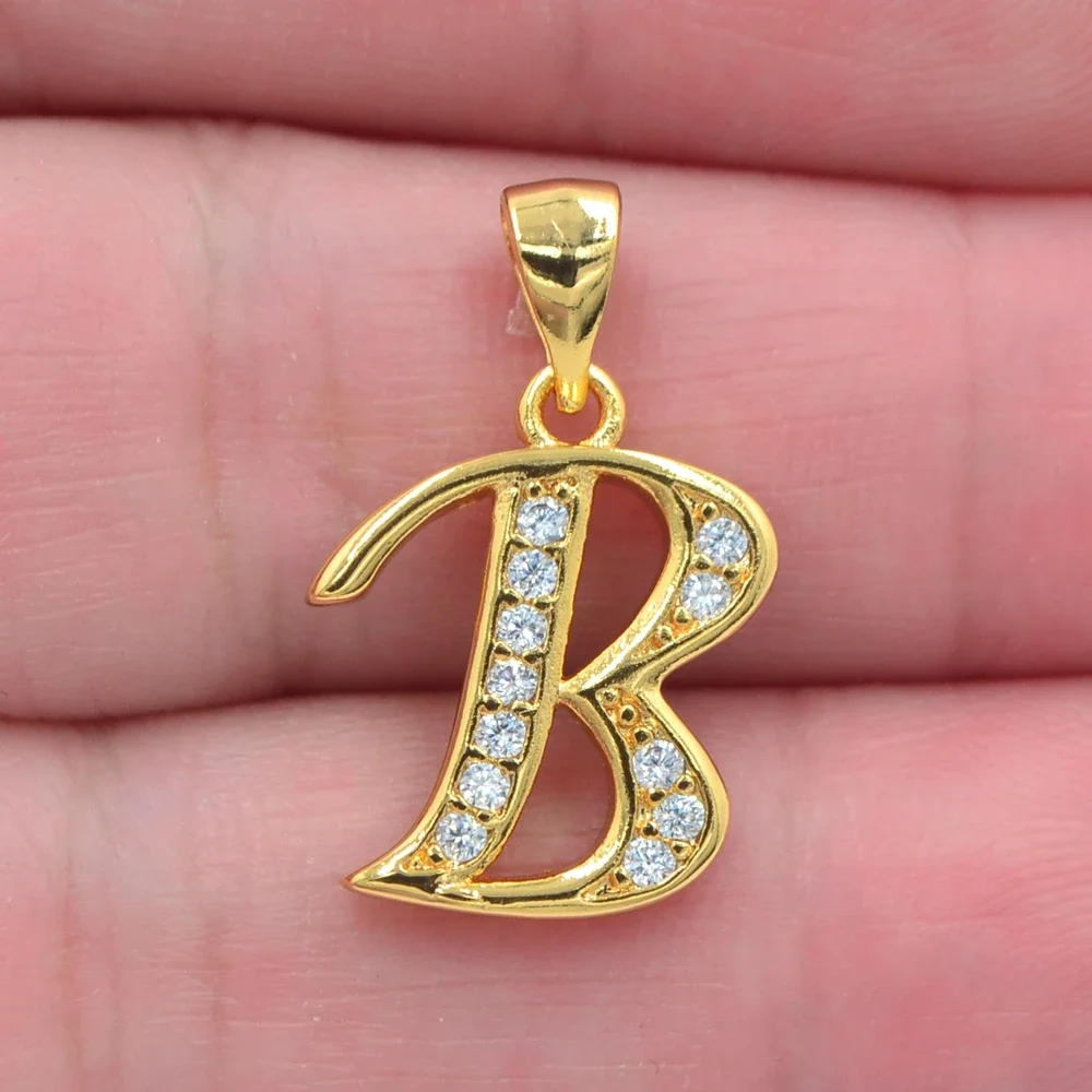 High Quality Gold Color Fashion Clear CZ Alphabet Letters Pendant Jewelry