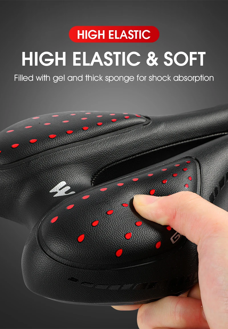 WEST BIKING Fahrradsattel, bequemes Gel-Schwammkissen, hohl, atmungsaktiv, stoßfest, MTB-Rennradsitz, ergonomisch, rutschfest, PU – Detail 11
