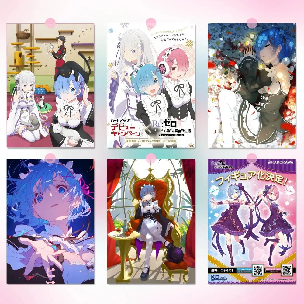 Re Zero Rem Anime Warm Wall Accent Desk Area Makeover Aesthetic Room Idea Minimalist Flat Decor Soft Light Vibe Poster
