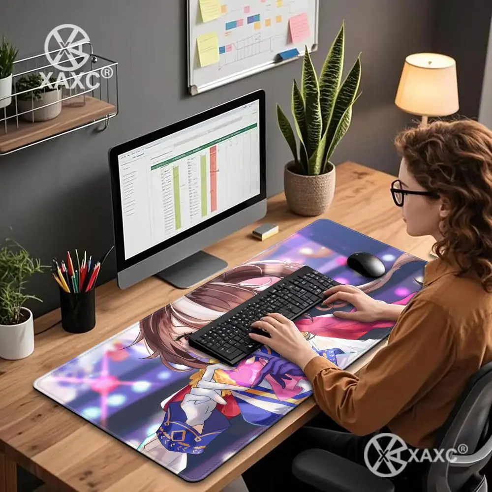 Anime Girl Tokai Teio P-Pretty D-Derby Mouse Pad Large Keyboard Mouse Desk Pad XXL Non-Slip Rubber Gaming Pad Laptop Carpet XAXC