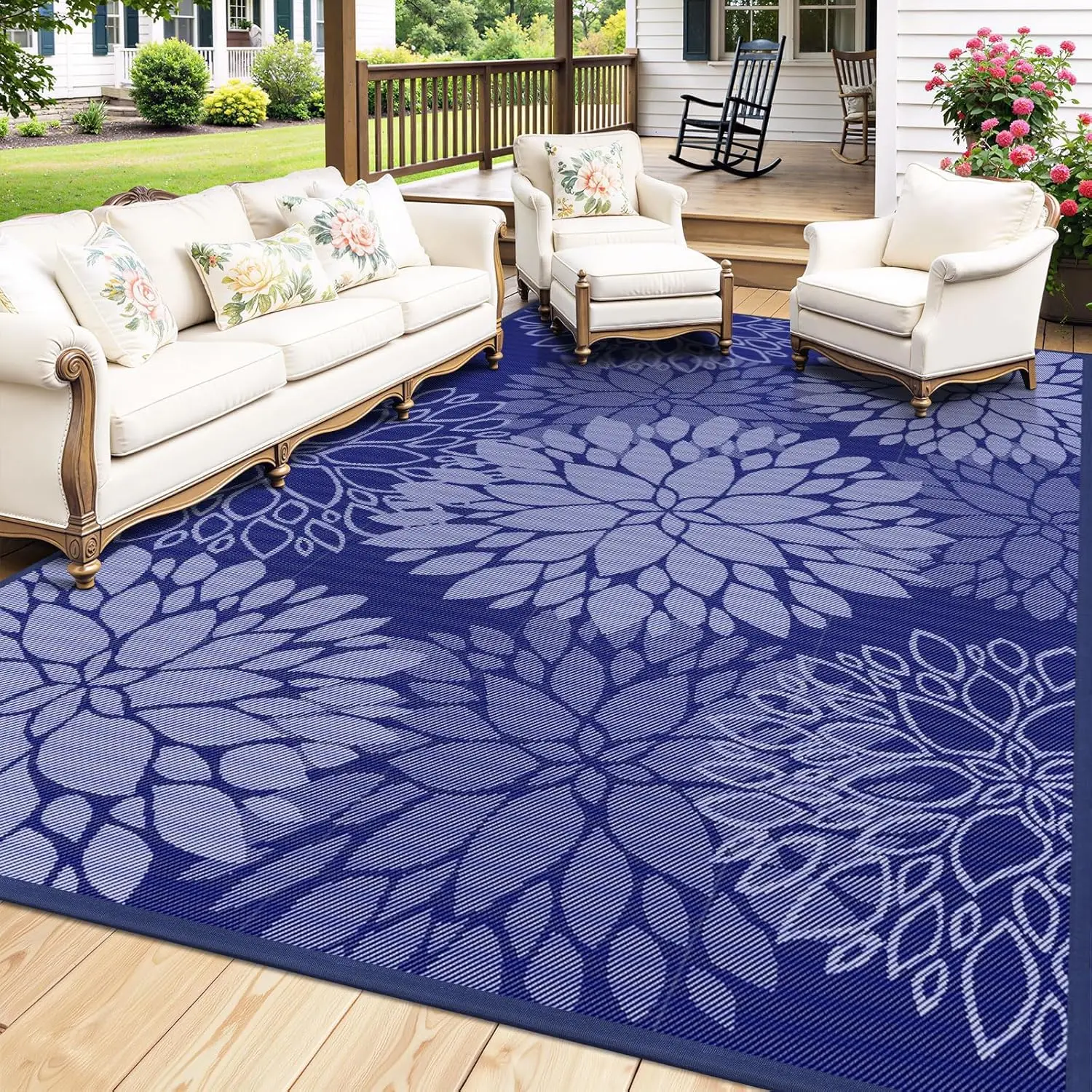 

Outdoor Rug 5' x 8' Waterproof, Reversible Portable Plastic Straw Area Rugs, Patio Carpet for RV Camping, Porch, Deck, Backya