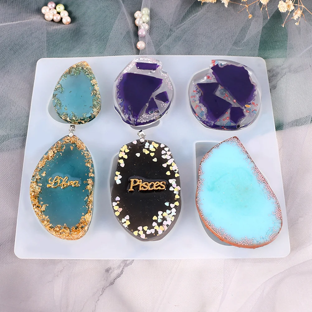 

3 Pcs Gem Necklace Mold Epoxy Silicone DIY Jewelry Casting Molds Pendant Craft Making White