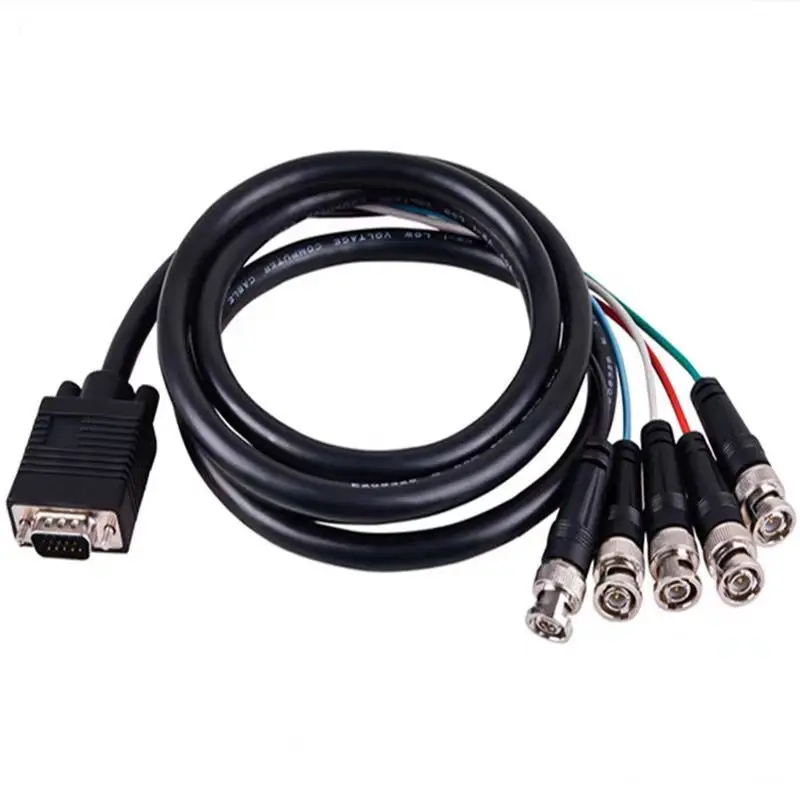 VGA 15Pin Male To 5BNC Male Large Screen Engineering Line Monitoring Line RGBHV Matrix Color Difference Component Line