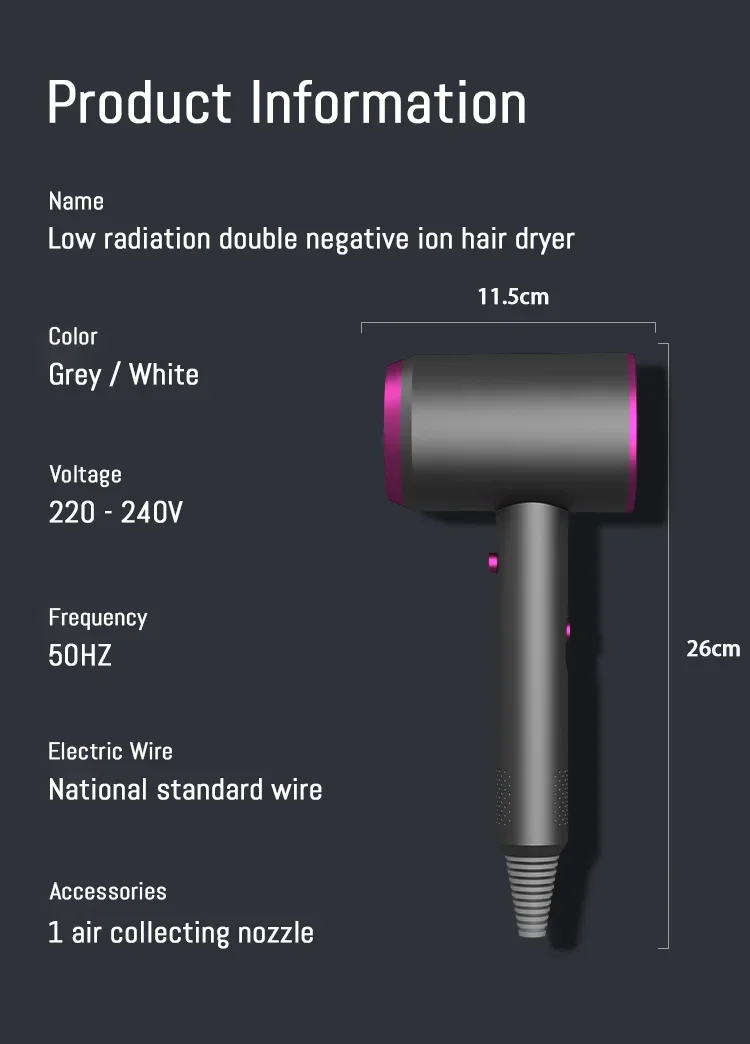 전문 음이온 헤어 드라이어, 냉온 및 냉풍, 초저소음 헤어 드라이어, 홈 헤어 살롱 스타일링 도구