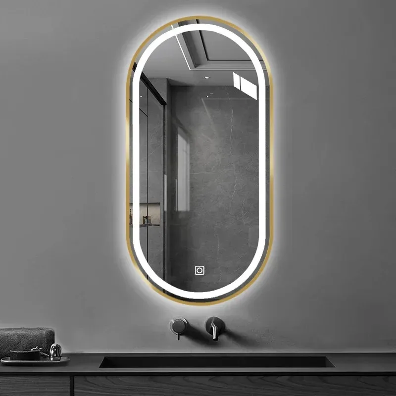 

Новый эллиптический светодиодный противозапотевающий светильник для макияжа, настенное светящееся зеркало для душа и ванной комнаты