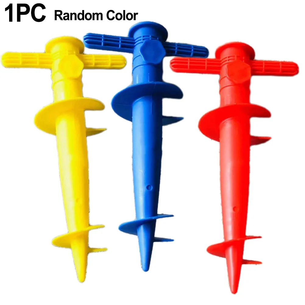 1pc Umbrella Base Adjustable Plastic Sun Beach Patio Sand Ground Fixing Tools Anchor Stand Spike Auger Keep Holder Random Color