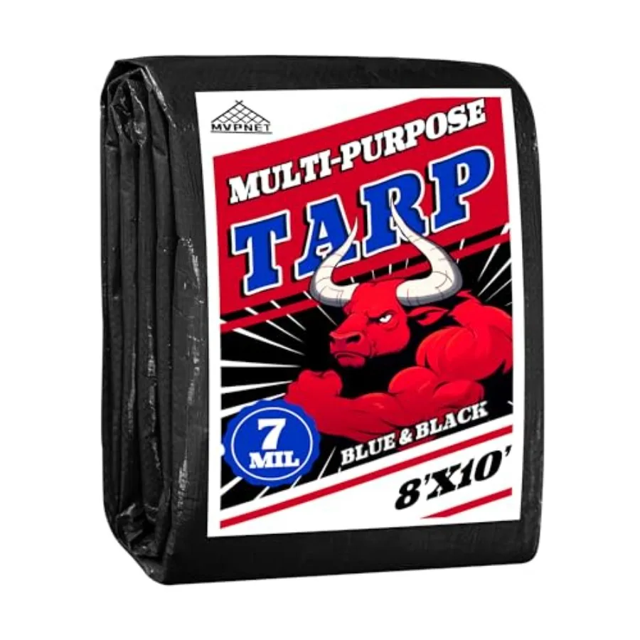 

Tarp Waterproof 7mil Blue/Black Multipurpose Tarps Uv Resistant Outdoor Tarp for Camping, Rooftops, Yards, Pools, Vehicles, Boa