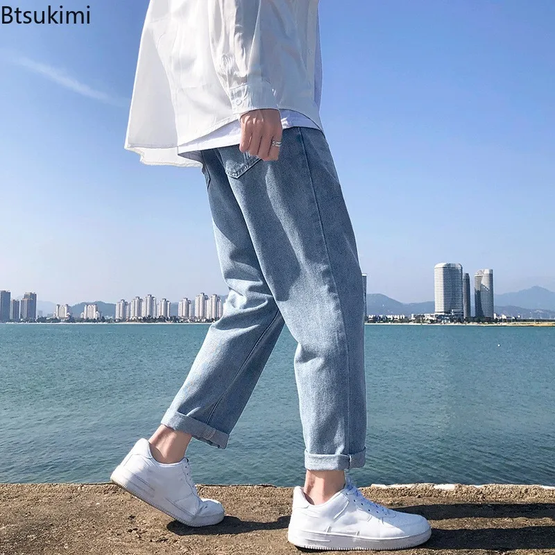 

New Men's Baggy Jeans Korean Style Vintage Casual Straight Leg Pants Spring Autumn Fashion Versatile Men Clothing Denim Trousers