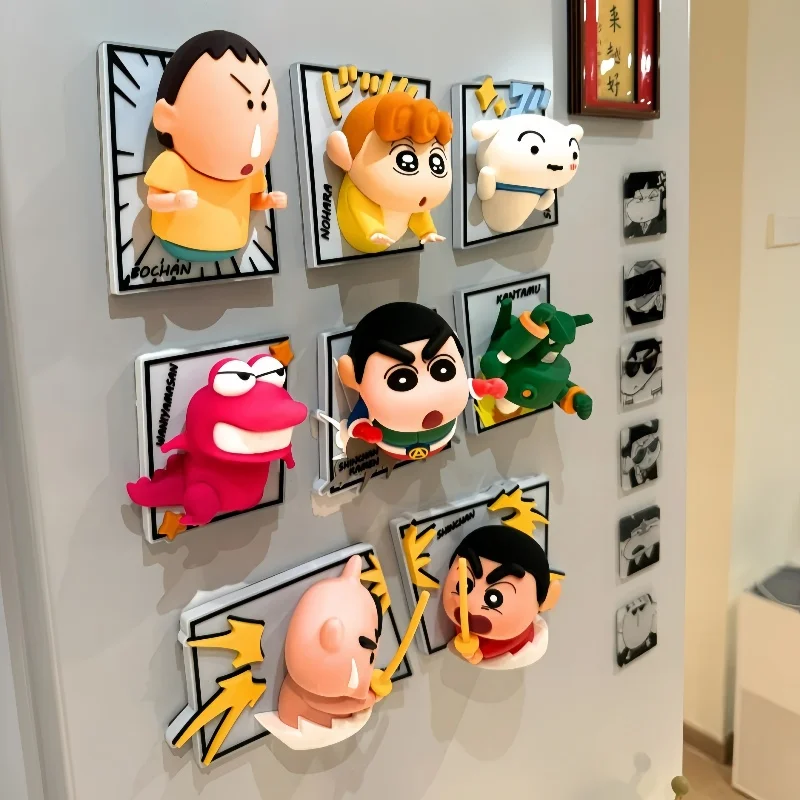 Crayon Shin chan Manga Series Blind Box Refrigerator Sticker Cute Periphery Trendy Play Handmade Small Ornament Toy Gift