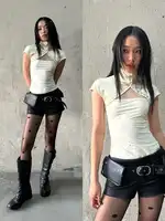 American fashion y2k millennium spice button design feeling restoring ancient ways new harajuku short-sleeved blouse in summer - Image 4