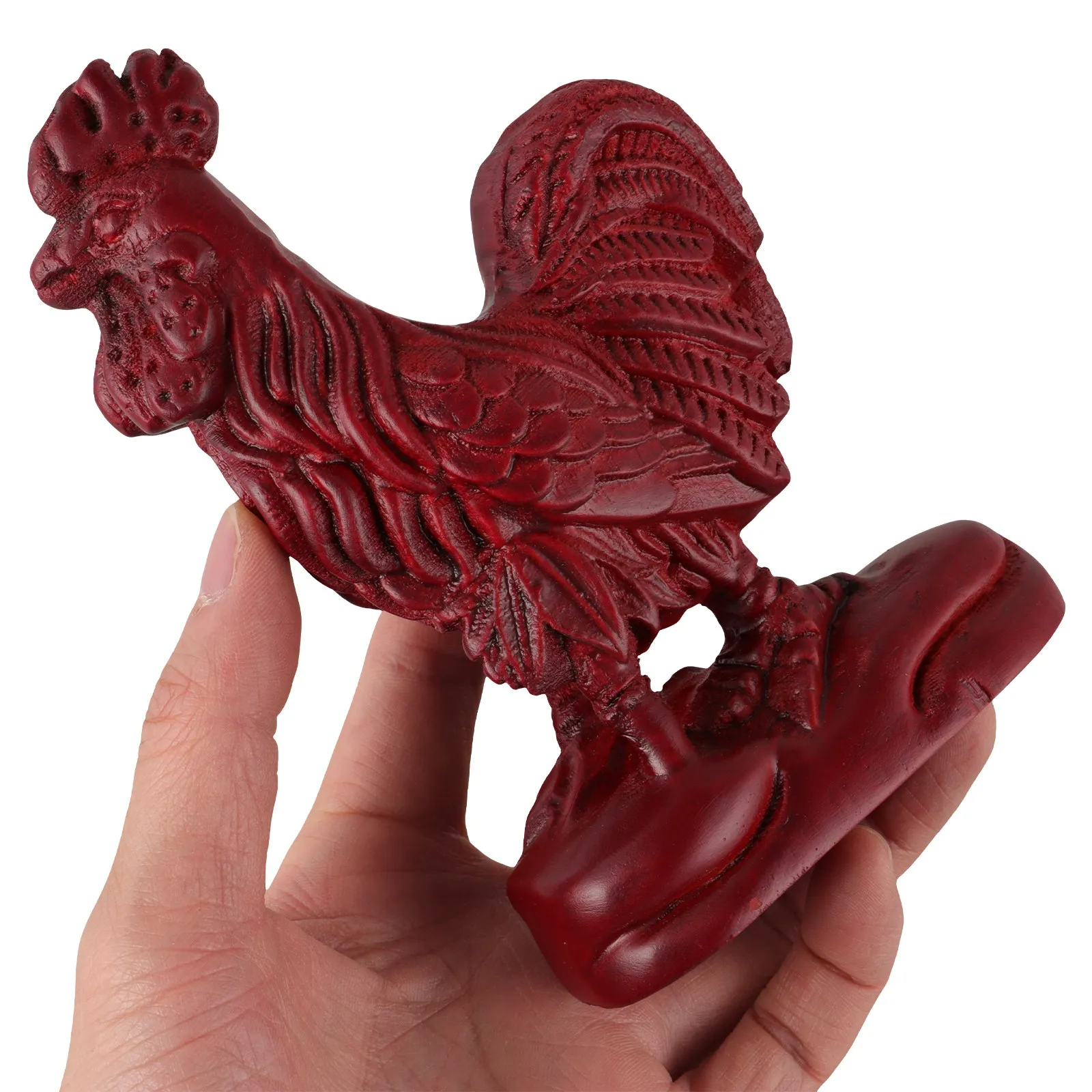Wood Rooster Sculpture Elegant Sophisticated Tabletop Decor Versatile Home Office Car Accessory Wood Carving Rooster Figure