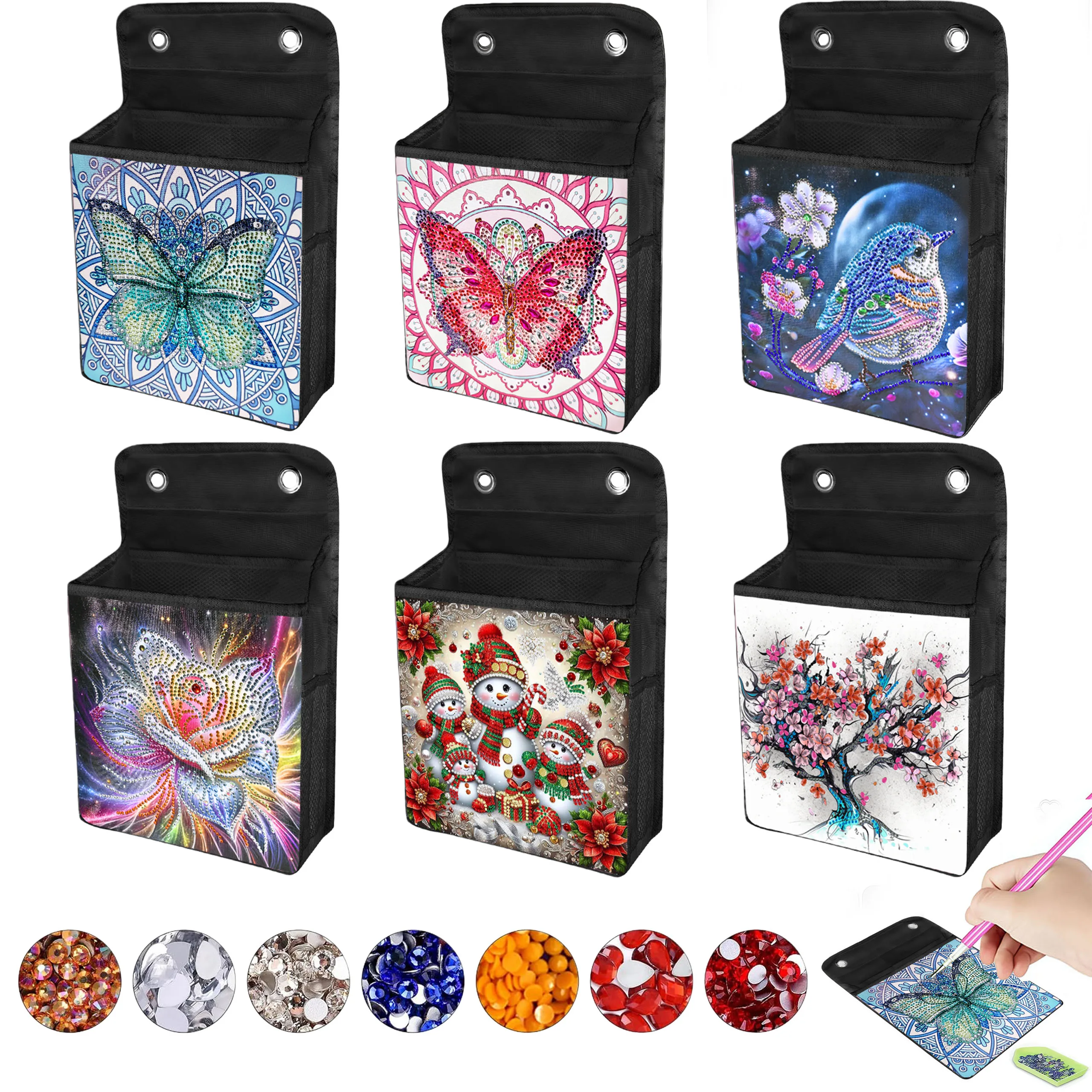 

1 набор алмазной живописи «сделай сам», холст с рисунками животных и цветов, настенная подвесная сумка для хранения в общежитии.