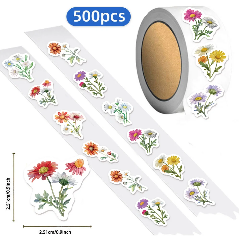 500PCS Cute Cartoon Daisy Wildflower Creative Graffiti Stickers DIY Luggage Speaker Skateboard Small Pattern Waterproof Stickers