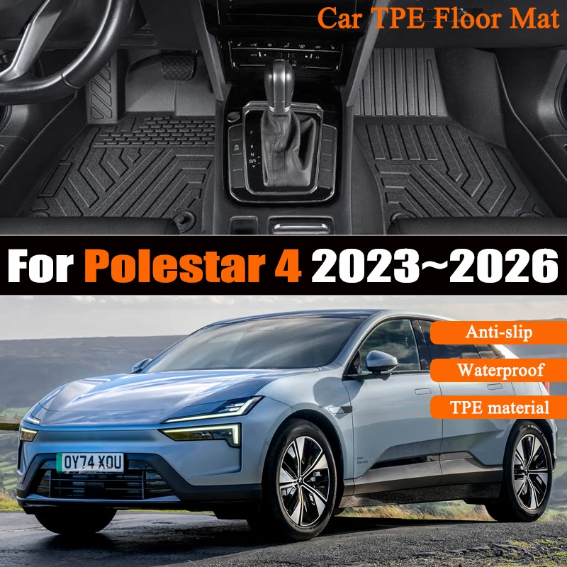 

Автомобильный коврик из материала TPE для Polestar 4, аксессуары 2023 2024 2025 2026, противоскользящий водонепроницаемый коврик для ног, полный коврик с левым рулем