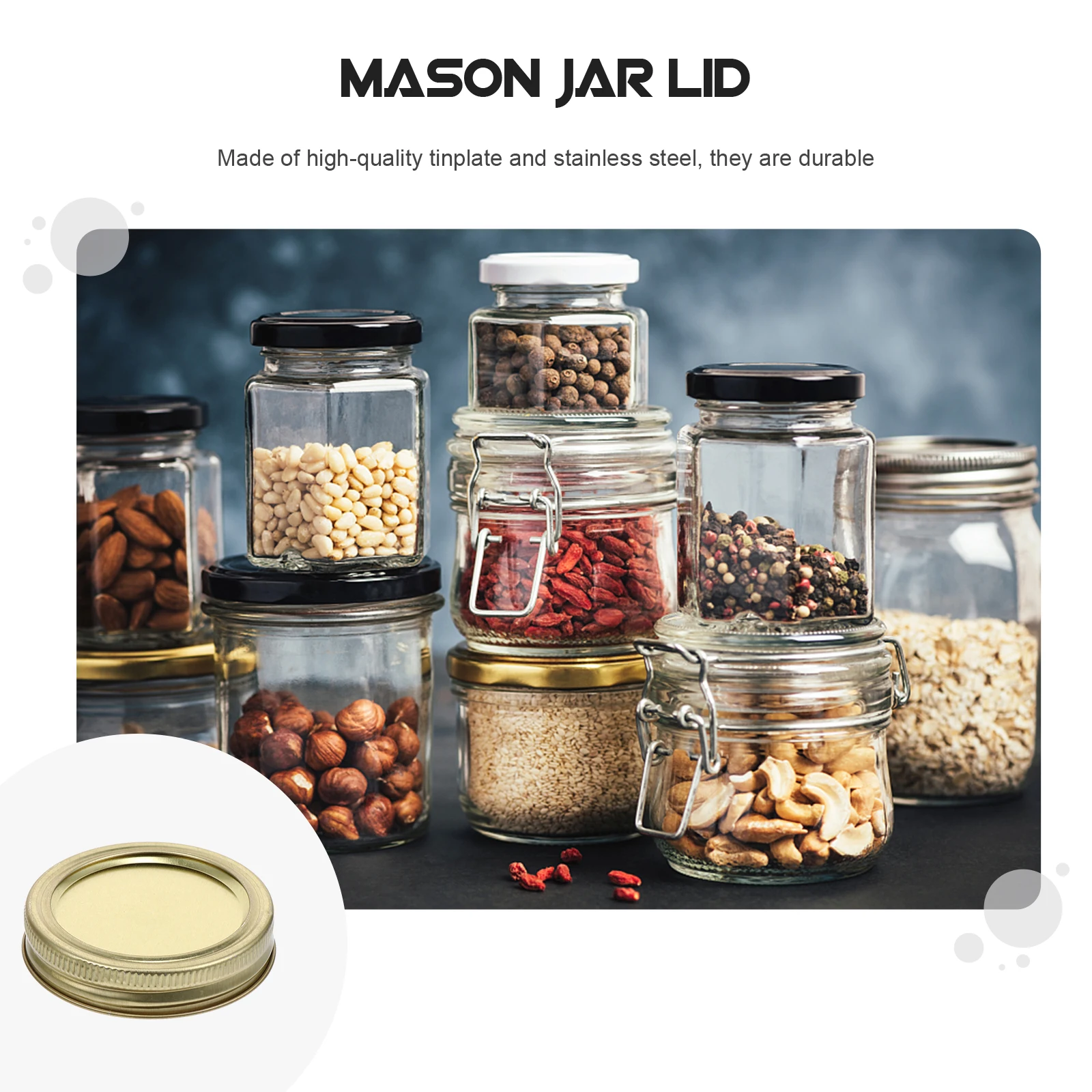 

20pcs Mason Jar Lids Tinplate Airtight Wide Mouth Regular Canning Preservation Sealing Jam Kitchen Bar Supplies